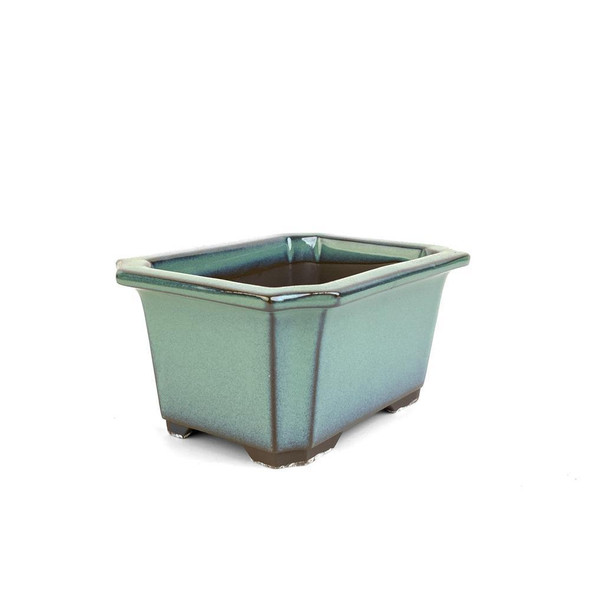 4" Indented Corner Rectangle Pot - Jade Green