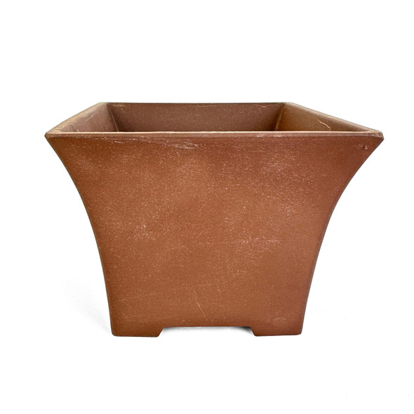 6" Flared Square Cascade Bonsai Pot - Unglazed
