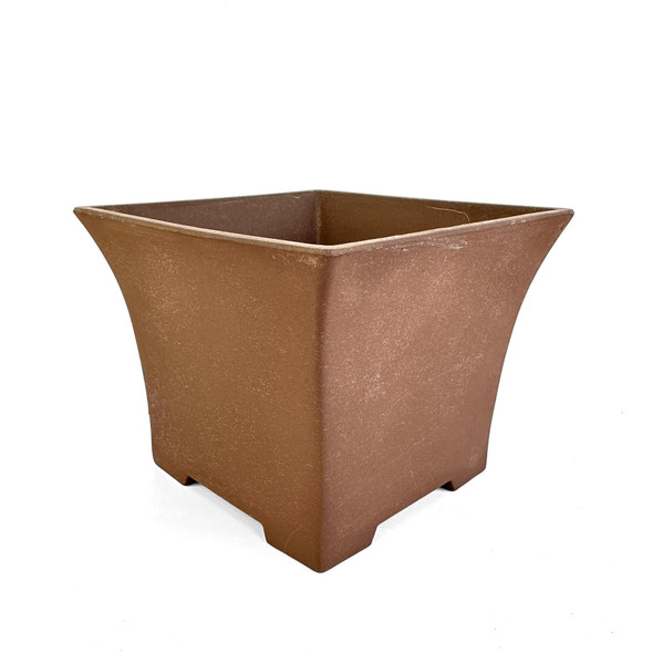 6" Flared Square Cascade Bonsai Pot - Unglazed