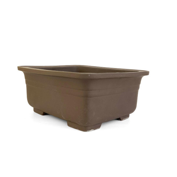 9" Tall Banded Rectangle Pot - Unglazed