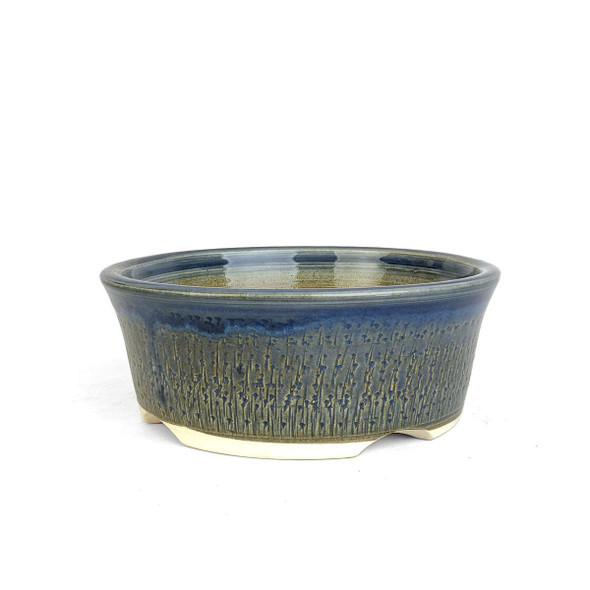 6.5" Blue Texture Glazed Round Bonsai Pot by Shane Cargilo 6.5" Blue Texture Glazed Round Bonsai Pot by Shane Cargilo