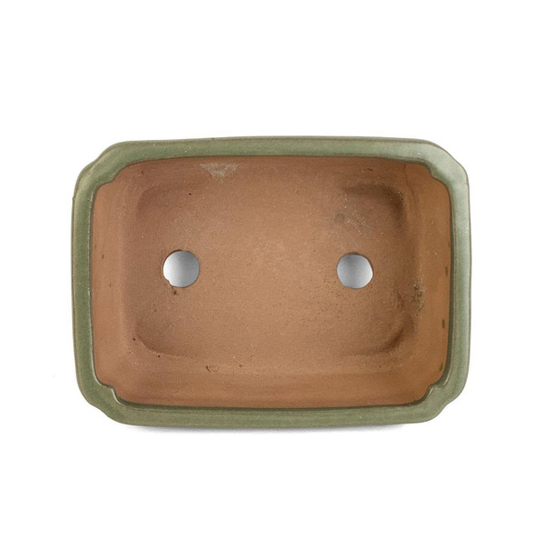 6" Banded Rectangle Bonsai Pot - Deep Green