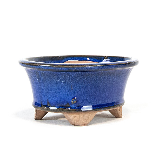  6" Footed Oval Pot - Blue