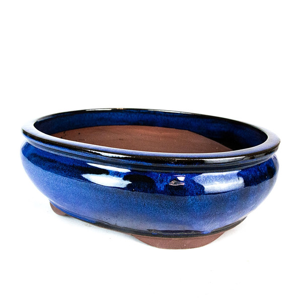 12" Tall Oval Pot - Blue