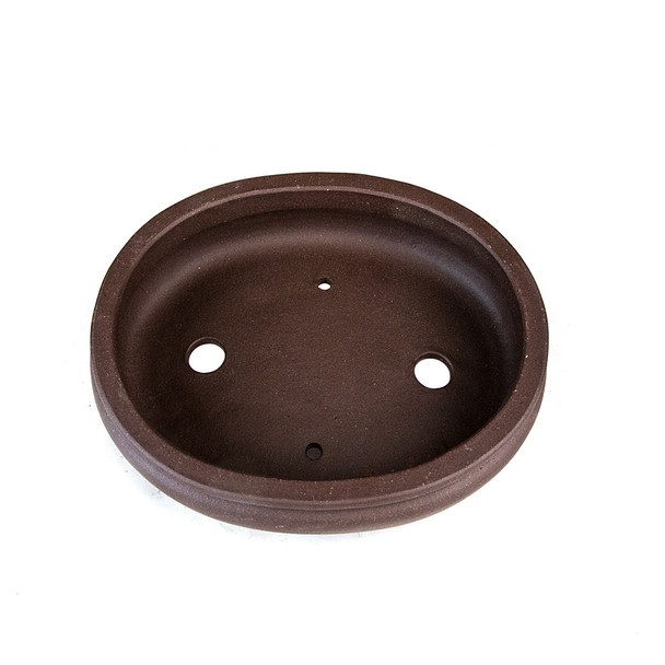 8" Handmade Unglazed Footed Oval Pot