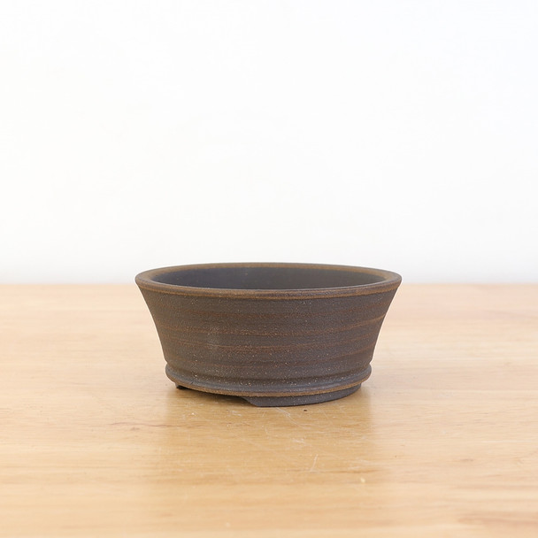  4.5" Unglazed Striped Round Shohin Pot by Mikel Edwards