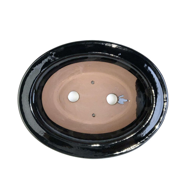 10" Wide Rim Oval Bonsai Pot - Black