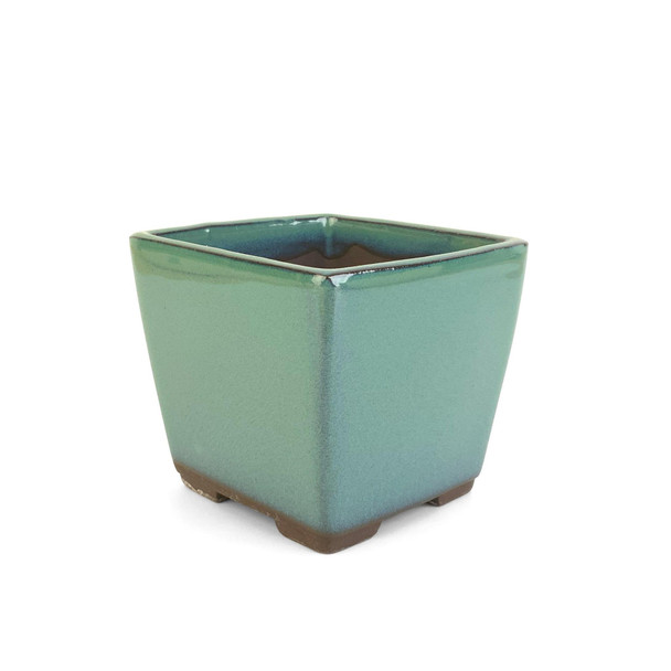 3.5" Square Bonsai Pot - Jade Green