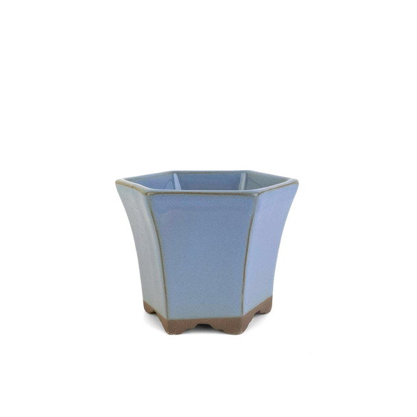 3" Hexagon Cascade Mame Bonsai Pot - Periwinkle Blue