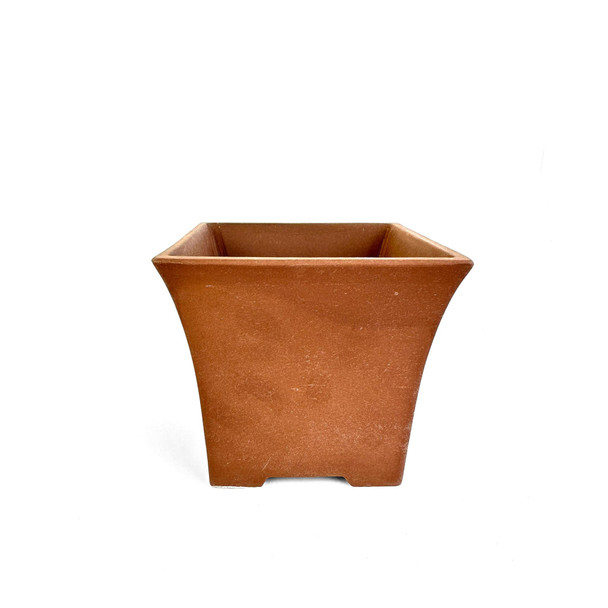5" Flared Square Cascade Bonsai Pot - Unglazed