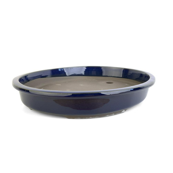 16" Oval Dish Bonsai Pot - Dark Blue