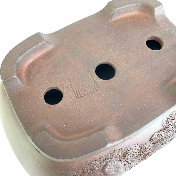 10" Unglazed Rectangle Dragon Tokoname Bonsai Pot