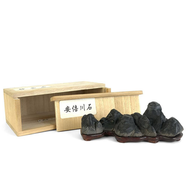 Japanese Suiseki - Abe River Seigaku Stone with Daiza - Eastern Leaf