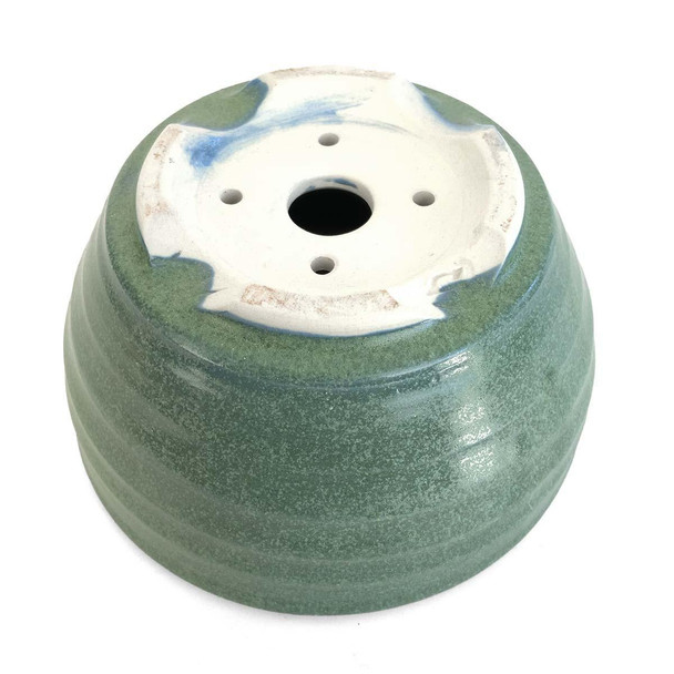 5" Round Green Matte Glazed Bonsai Pot by Shane Cargilo