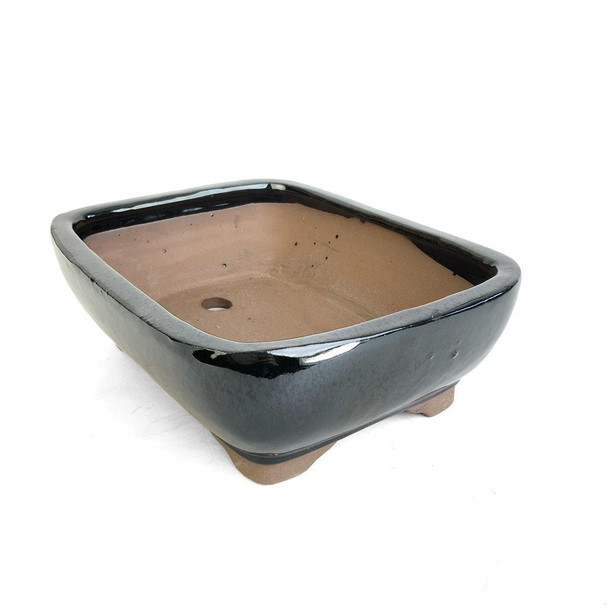 8.5" Rounded Rectangle Bonsai Pot - Black