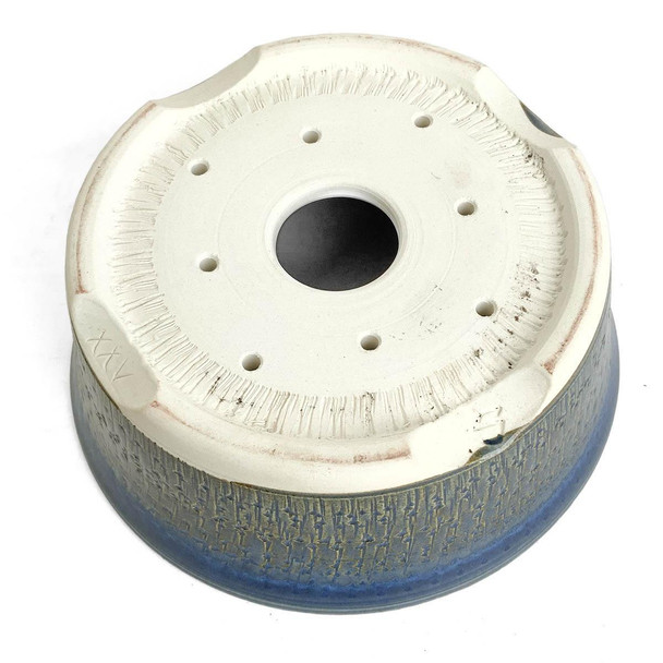 6.5" Blue Texture Glazed Round Bonsai Pot by Shane Cargilo