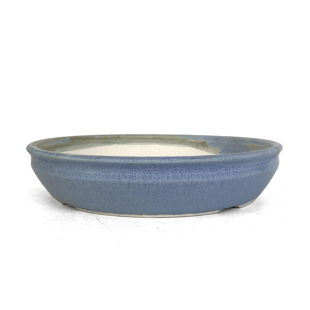 9.5" Round Blue Matte Glazed Bonsai Pot by Shane Cargilo