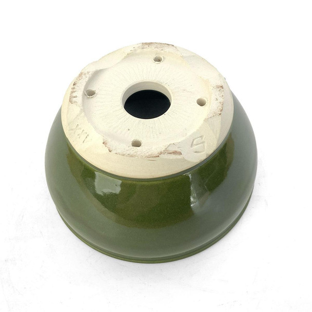 5" Green Glazed Tall Bowl Bonsai Pot by Shane Cargilo