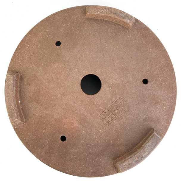 10.5" Handmade Unglazed Round Drum Nail Bonsai Pot