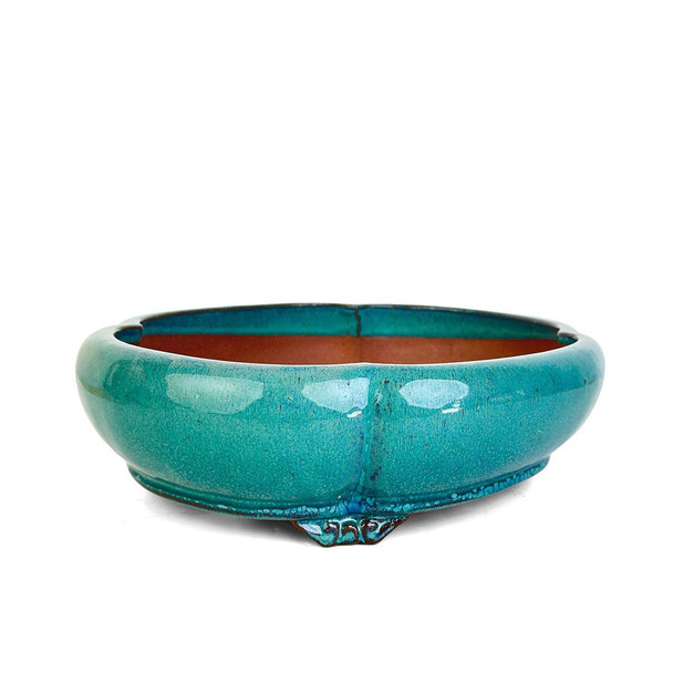 13" Handmade Cloud Lotus Bonsai Pot - Teal