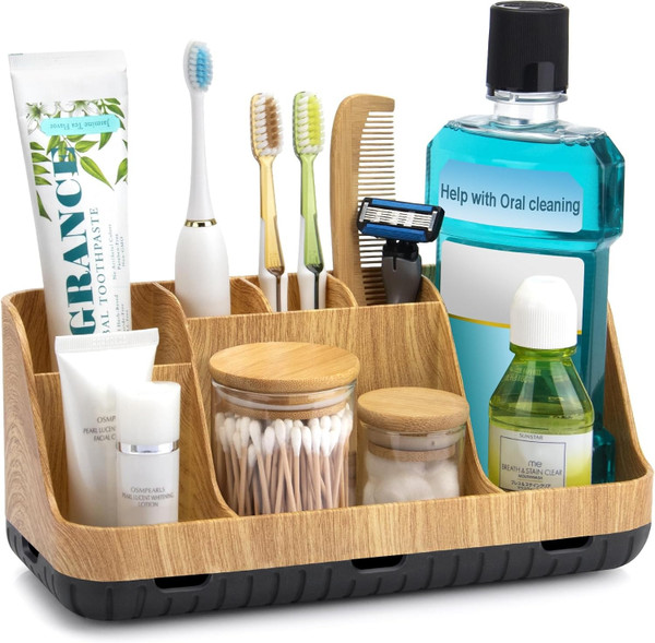 Bathroom Organizers and Storage - Detachable 7 Slots Kids Electric Toothbrush and Toothpaste Holde Drainage for Bathroom Accessories Organization Counter Vanity Storage