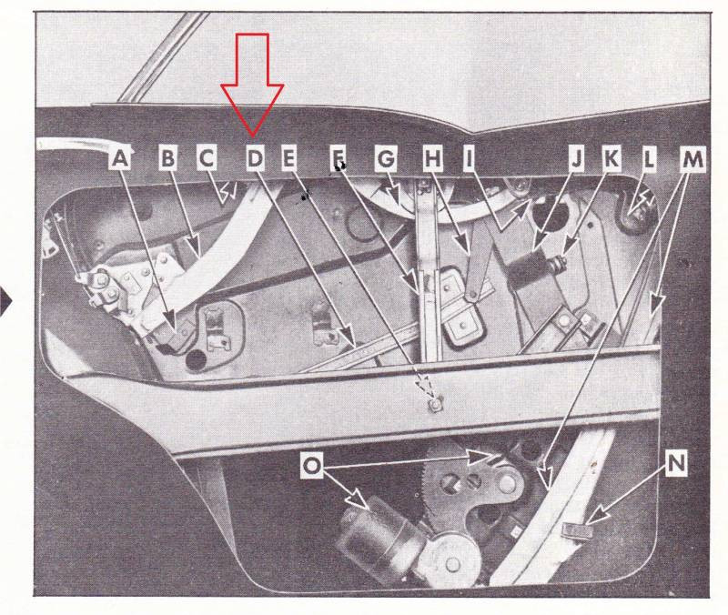 1956-57 Chevy 4-Door Hardtop Right Rear Door Window Inner Panel Cam Guide