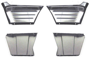 1956 Chevy Chrome Front Fender Outer Ribbed Extensions With Backing Plates