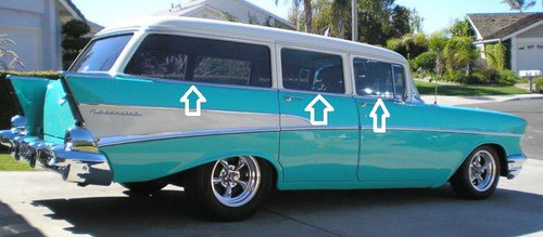1955-57 Chevy 210 & Bel Air 4-Door Station Wagon Beltline Stainless Steel Molding Clip Set