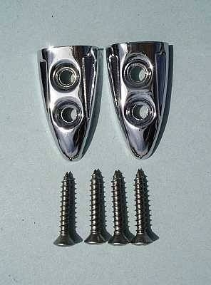 1955-57 Chevy 2-Door Sedan & Station Wagon Chrome Grab Strap Bezels Pair