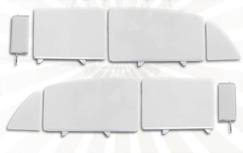 1955-57 Chevy 4-Door Sedan 8-Piece Side Glass Set Installed Smoke Gray Tint