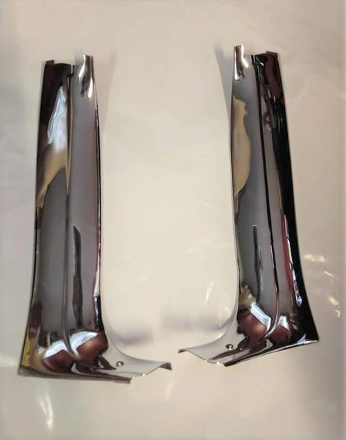 1955-57 Chevy Convertible Inner Vertical Windshield Chrome "A-Pillar" Moldings Pair