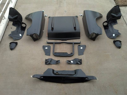 1957 Chevy 150 Series Complete Front End Sheetmetal Package With 6-Cylinder Core Support