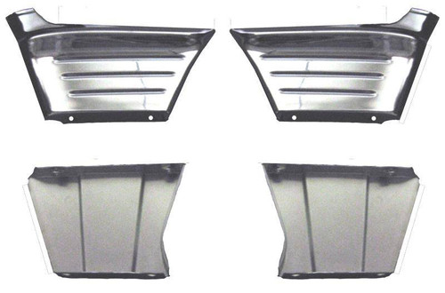 1956 Chevy Chrome Front Fender Outer Ribbed Extensions With Backing Plates