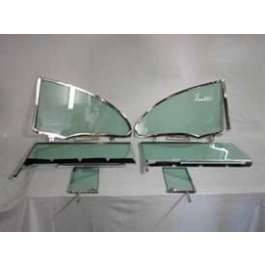 1955-57 Chevy 2-Door Hardtop 6-Piece Side Glass Chrome Frames Installed With Tinted Glass
