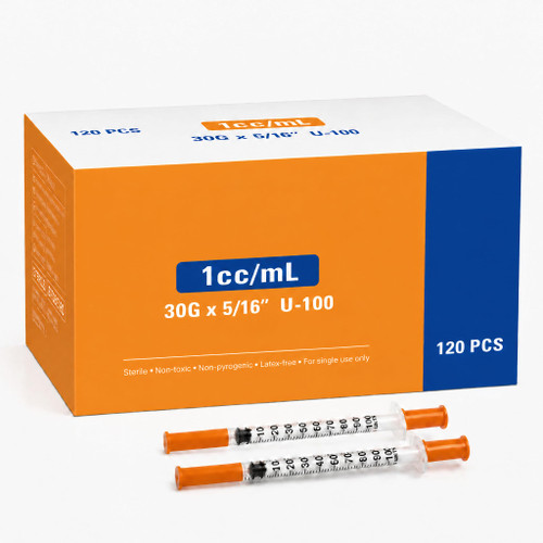 120 PACK 1ml 30G 5/16" (8mm) Syringes with Needle ，Lab Individually Wrapped