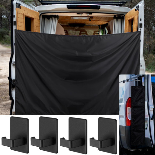 7x6 ft Black Van Camper Shower Curtains with Magnetic Hooks, Style 2