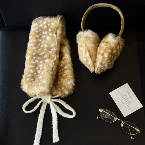 New Japanese System Kawaii Deer Plush Imitation Fur Scarf Ear Muffs Sweet Girl Jk Hair Collar Cute Accessory Warm Earmuffs