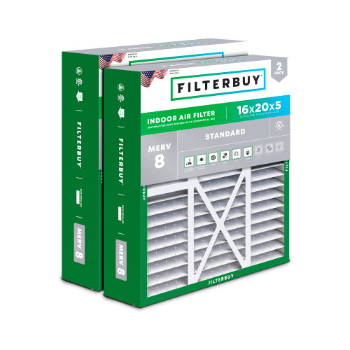 Filterbuy 16x20x5 Air Filter MERV 8 Dust & Allergy Defense (2-Pack)