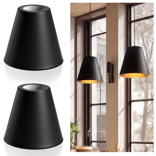 Retisee 2 Pcs Black Cone Industrial Replacement Lamp Shades, UNO Fitter