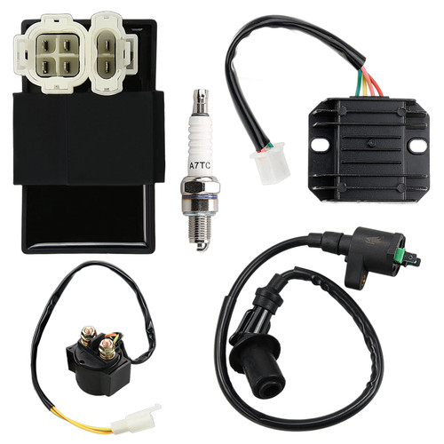 ZHENGHE High Performance GY6 Ignition Coil Kit with Voltage Regulator, Rectifier, 6-Pin AC CDI, Solenoid Relay & Spark Plug for 50cc 125cc 150cc ATV Quad Go Kart Moped Scooter