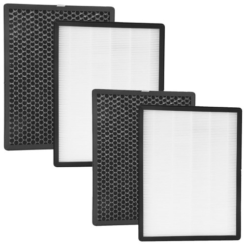 2 Sets Alexapure Breeze Filter Replacement Set Compatible with AP-B102, 3049 Air Cleaner Purifier, 2 H13 True HEPA Filters and 2 Activated Carbon Filters