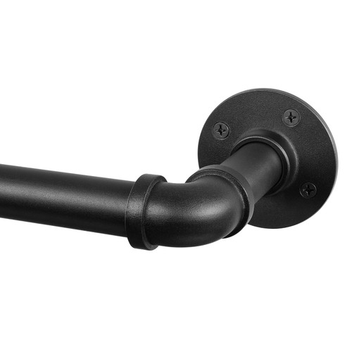 Rose Home Fashion 1” Wrap Around Blackout Curtain Rod, 168-240 Inch, Black