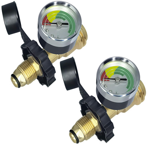100 Ib Propane Tank Gas Adapter with Gauge Connecto for RV Camper, Heater