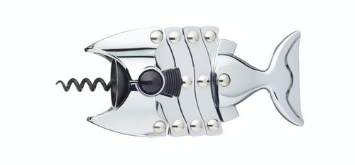 BarCraft Lazy Fish Corkscrew and Bottle Opener, Stainless Steel Wine Opener, 16.5 x 7.5 x 4.5cm, Silver