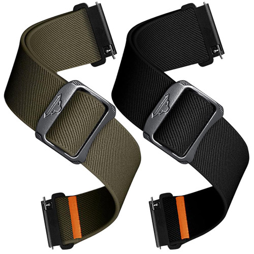E ECSEM Stretchy Bands Compatible for Pavlok Shock Clock 3, Shock Clock MAX Fitness Tracker, Soft Breathable Nylon Strap Adjustable Wristband for Women&Men (Black&Green)