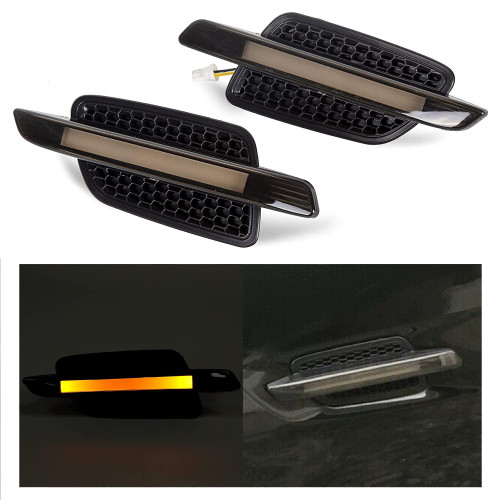 HECASA Fender Marker Lights Compatible with Pontiac G8 Pair Smoke Amber LED