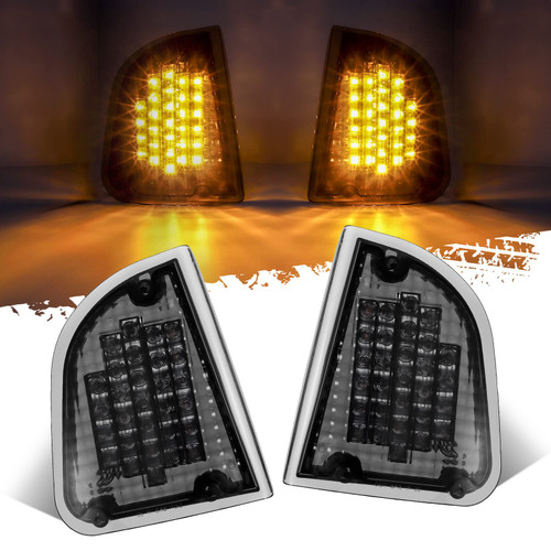 Partsam 1Pair Amber 29 LED Front Turn Signal Lights and Parking Lights Assembly Replacement for Kenworth T600 T660 K300 T300 T330, Smoked Lens,LH & RH, 1157 Plug