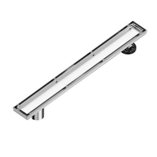 Neodrain 24-Inch Offset Linear Shower Drain with Tile Insert Grate Cover, Brushed 304 Stainless Steel Rectangle Side Outlet Shower Floor Drain, Adjustable Leveling Foot, Hair Strainer/Catcher