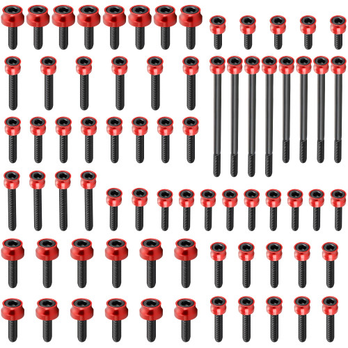 MoKitDora 72 Sets Twin Cam Engine Bolts and Covers, Red