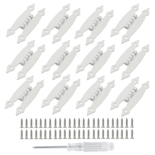 Kyuionty 12 Pcs H-Shape Cabinet Hinges, White Hammercraft Flat Flush Mount